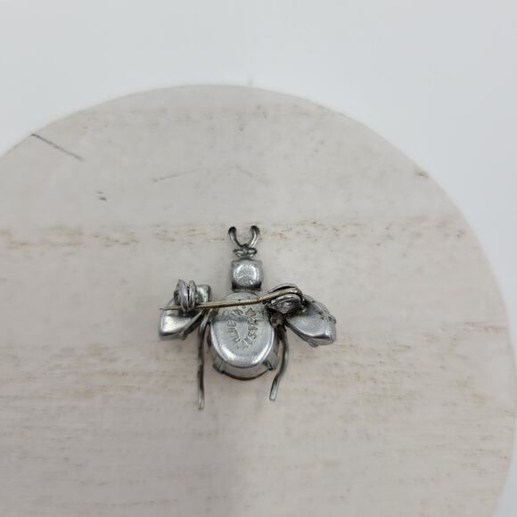 Vintage 1960 Austrian Crystal 3D Bug Brooch Silver Tone Insect Pin - Picture 10 of 13